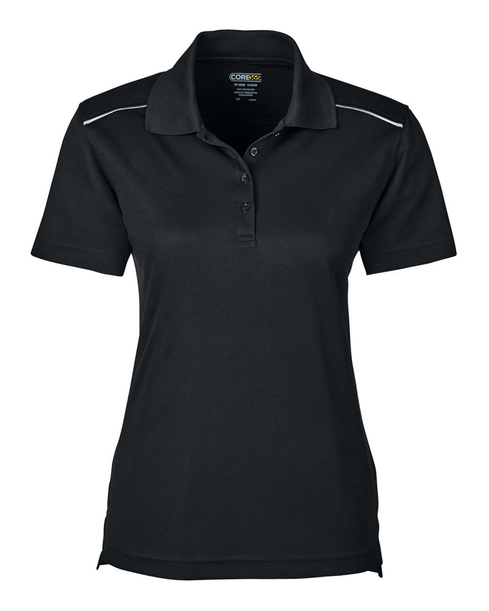 CORE365 Women's Radiant Performance Piqué Polo with Reflective Piping. 78181R - Black