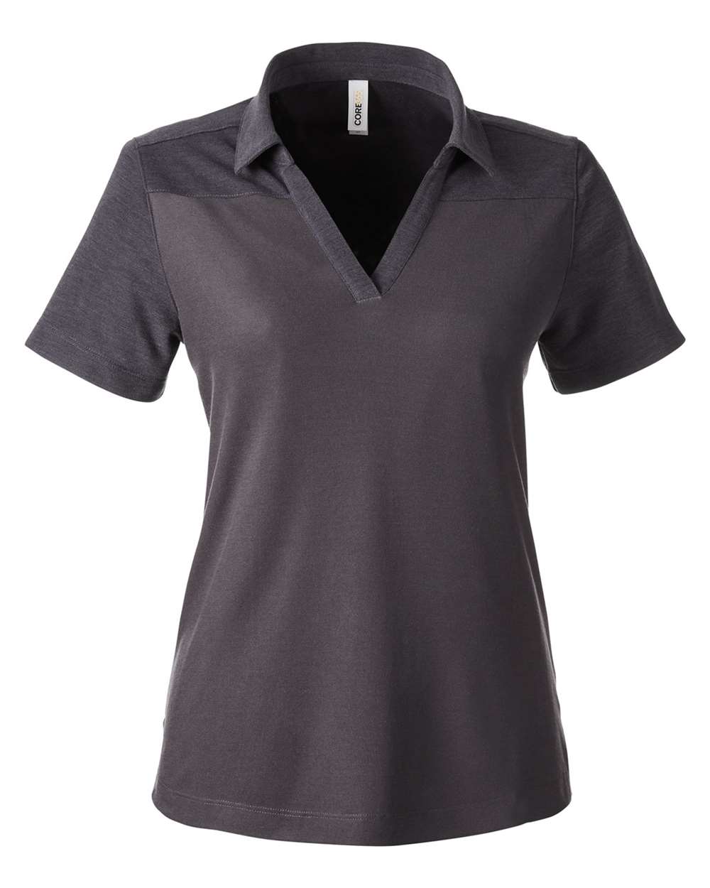 CORE365 Women's Fusion ChromaSoft™ Colorblock Polo. CE112CW - Carbon/ Carbon Heather