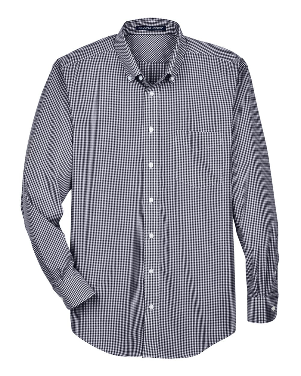 Devon & Jones Men's Crown Collection® Gingham Check Woven Dress Shirt. D640 - Navy