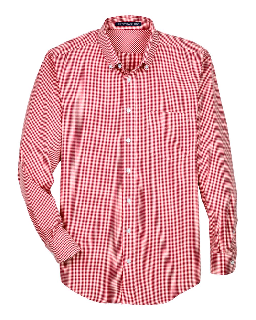 Devon & Jones Men's Crown Collection® Gingham Check Woven Dress Shirt. D640 - Red