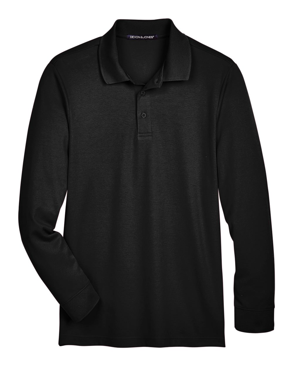 Devon & Jones Men's CrownLux Performance® Plaited Long Sleeve Polo. DG20L - Black
