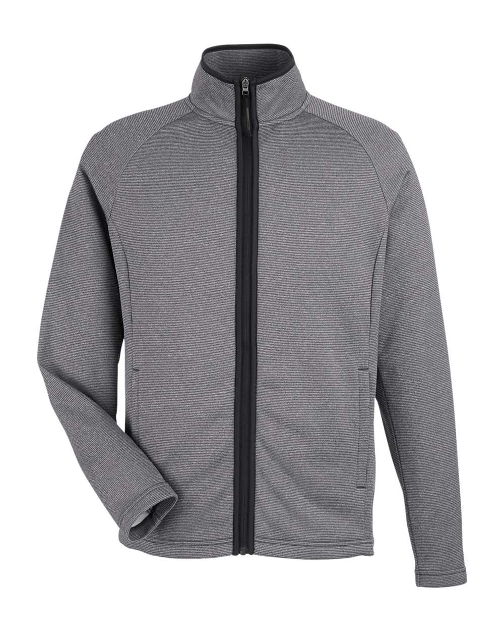 CORE365 Men's Venture Heathered Stripe Full-Zip Jacket. CE72 - Black/ White