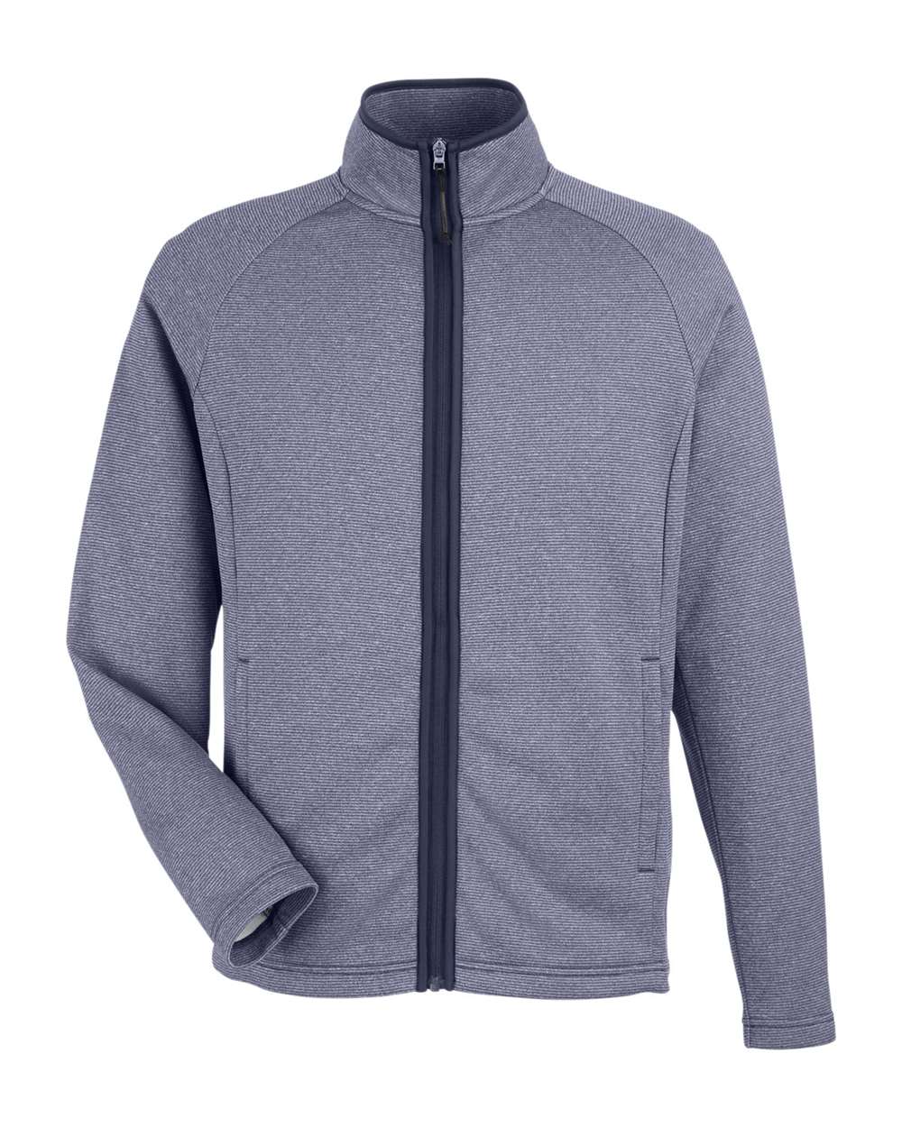 CORE365 Men's Venture Heathered Stripe Full-Zip Jacket. CE72 - Classic Navy/ White