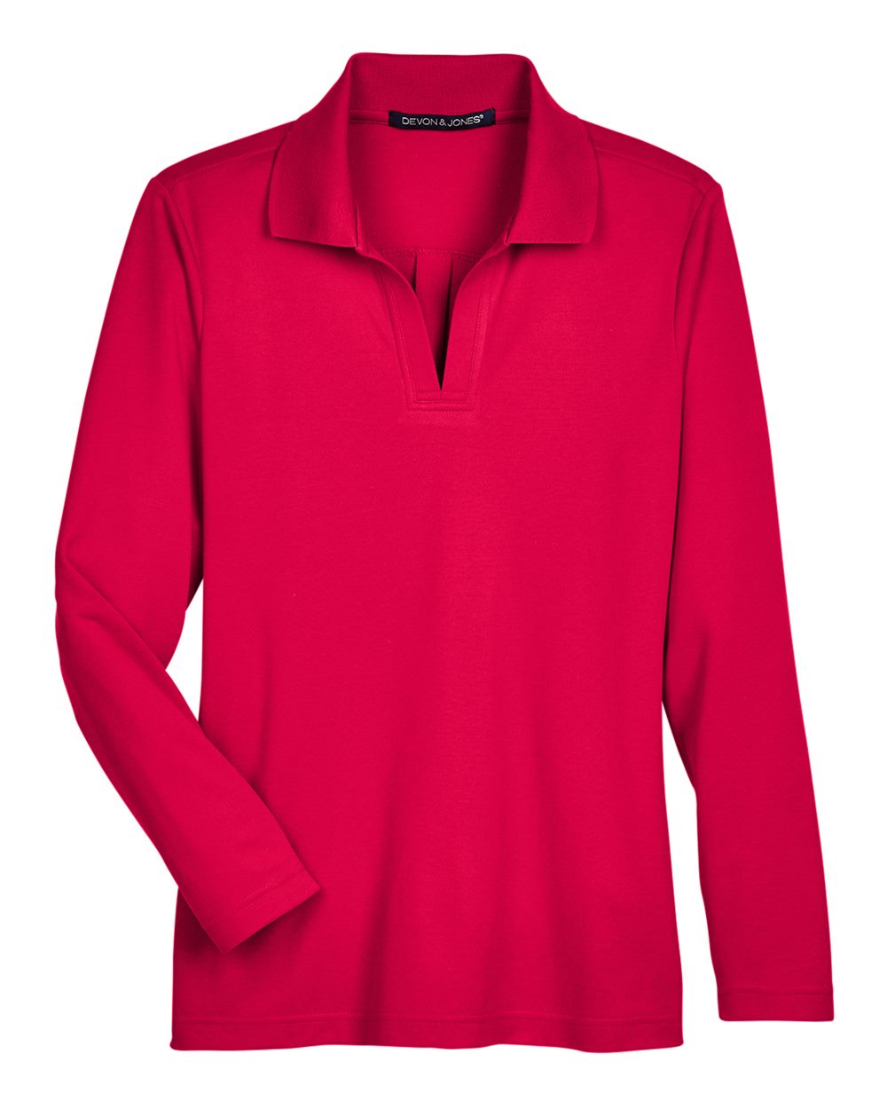 Devon & Jones Women's CrownLux Performance® Plaited Long Sleeve Polo. DG20LW - Red