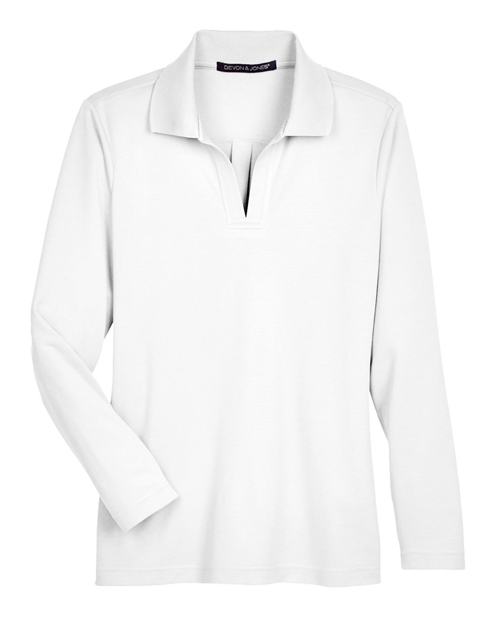 Devon & Jones Women's CrownLux Performance® Plaited Long Sleeve Polo. DG20LW - White