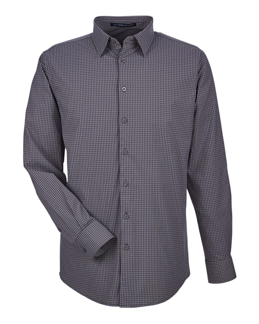 Devon & Jones Men's CrownLux Performance® Tonal Mini Check Woven Dress Shirt. DG535 - Carbon
