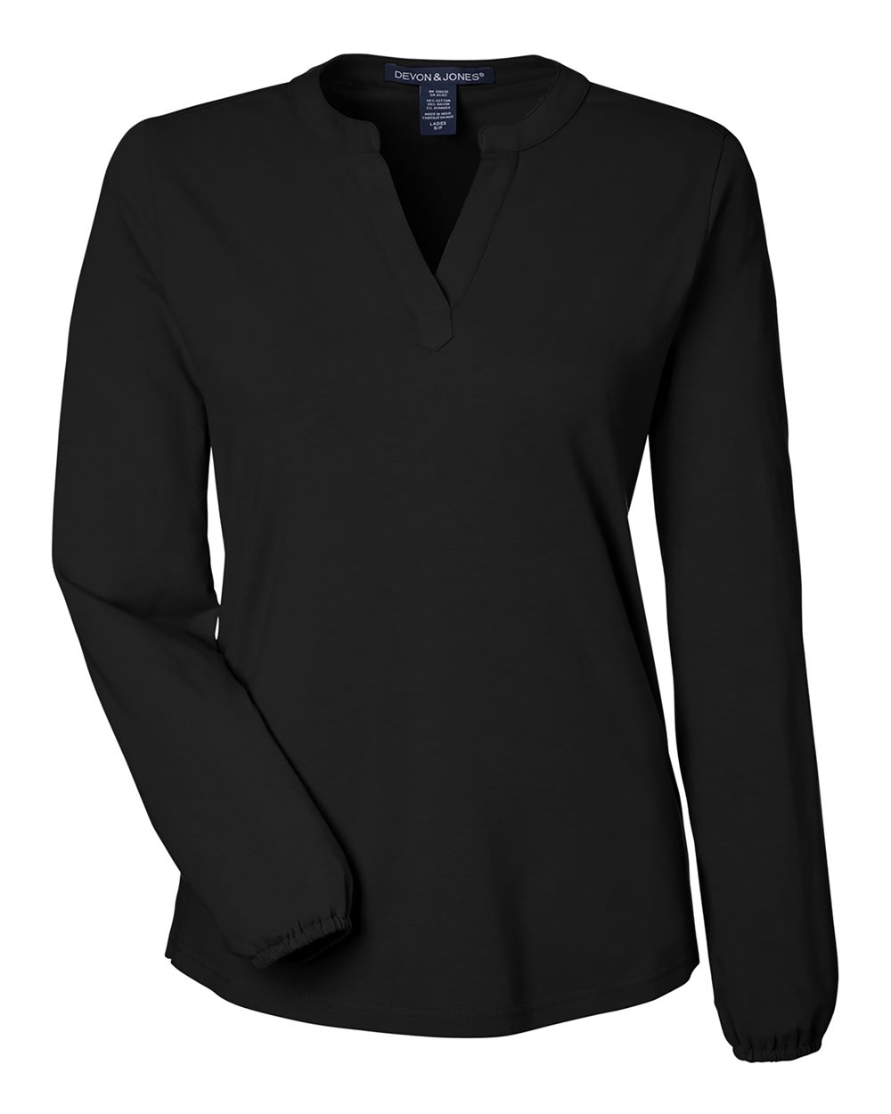 Devon & Jones Women's Raleigh Half-Placket Knit Top. DP122W - Black