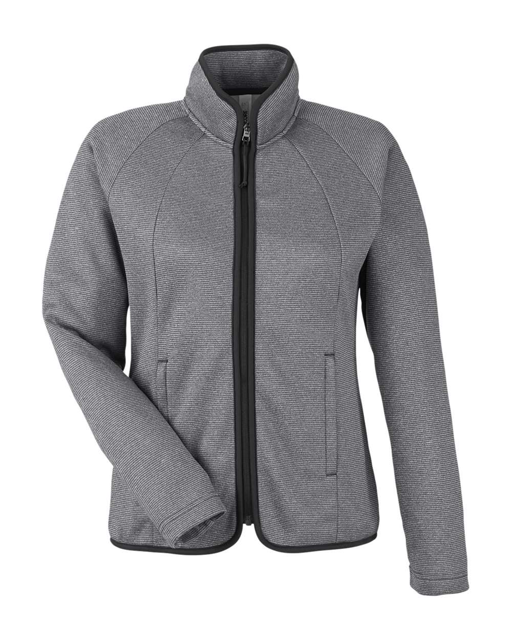 CORE365 Women's Venture Heathered Stripe Full-Zip Jacket. CE72W - Black/ White