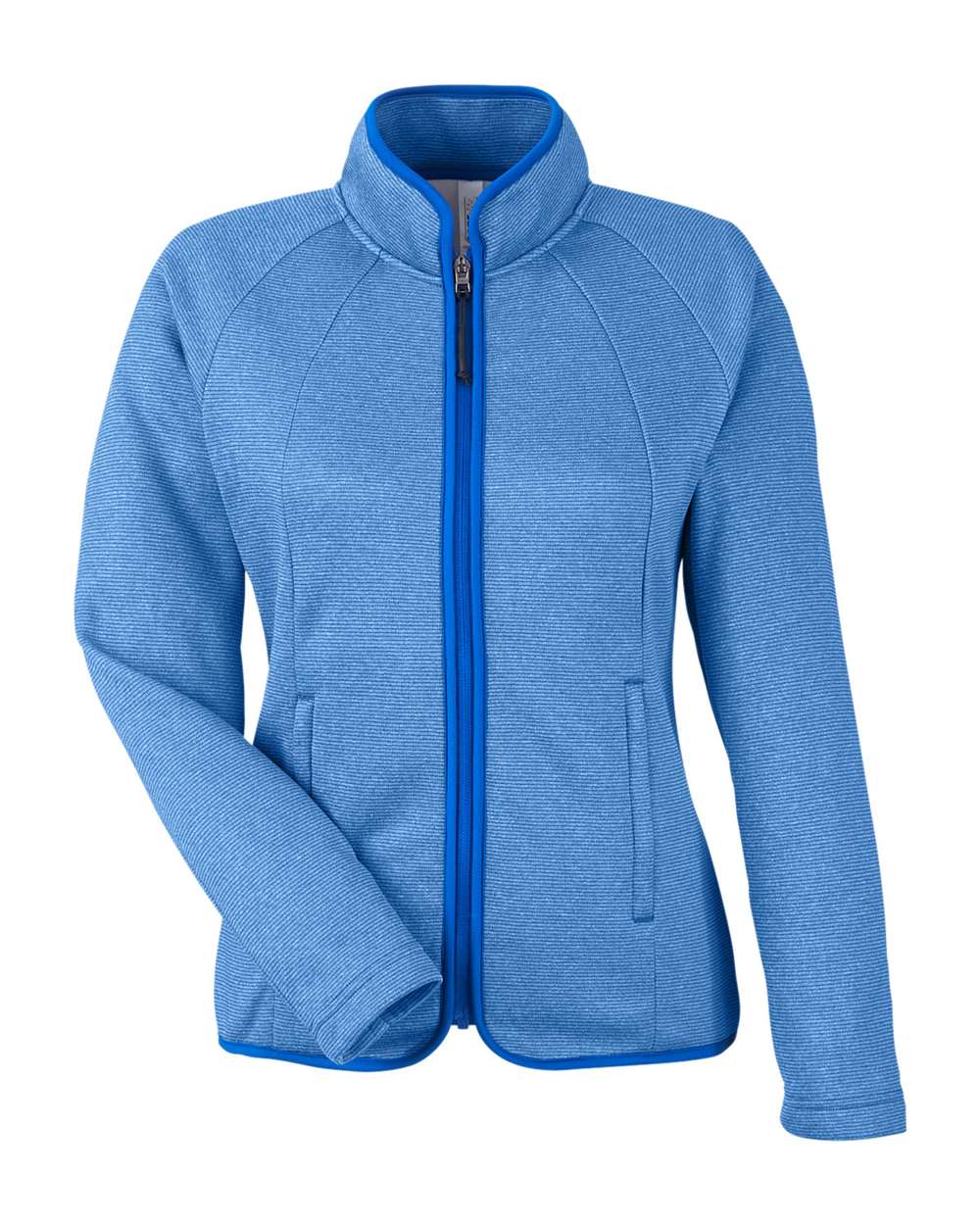 CORE365 Women's Venture Heathered Stripe Full-Zip Jacket. CE72W - True Royal/ White