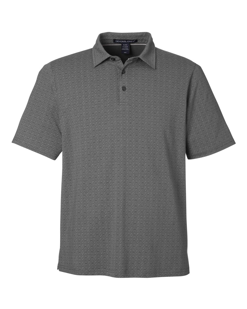 Devon & Jones Men's Crownlux Performance® Geo Polo. DG101 - Graphite/ Silver