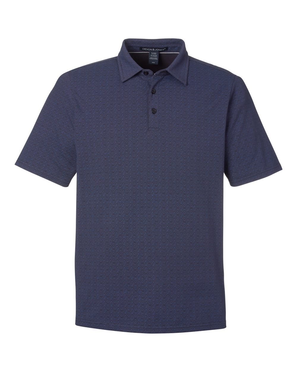 Devon & Jones Men's Crownlux Performance® Geo Polo. DG101 - Navy/ French Blue