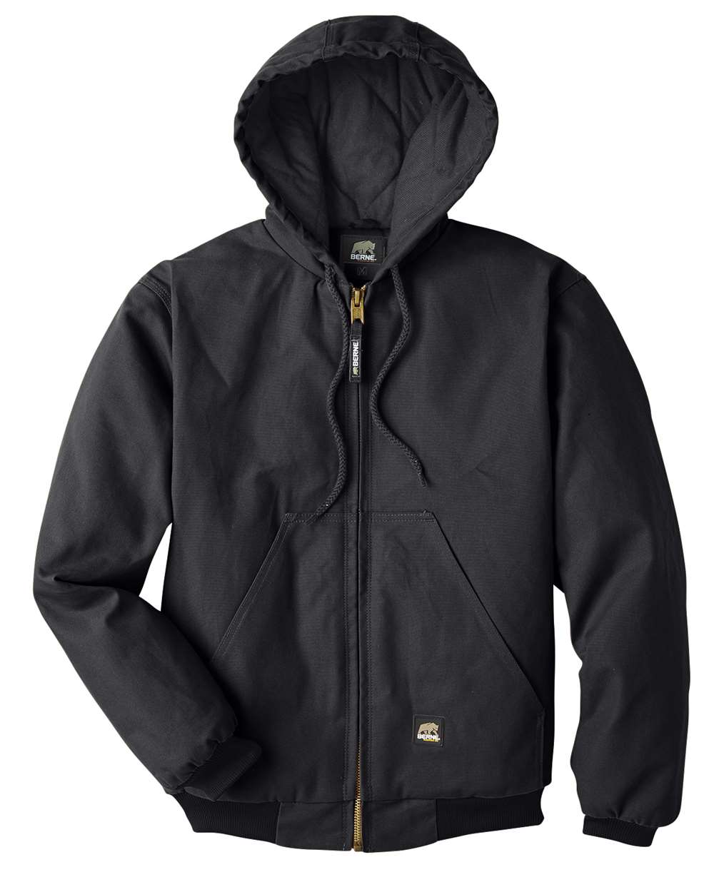 Berne Apparel Men's Tall Highland Washed Cotton Duck Hooded Jacket. HJ51T - Black