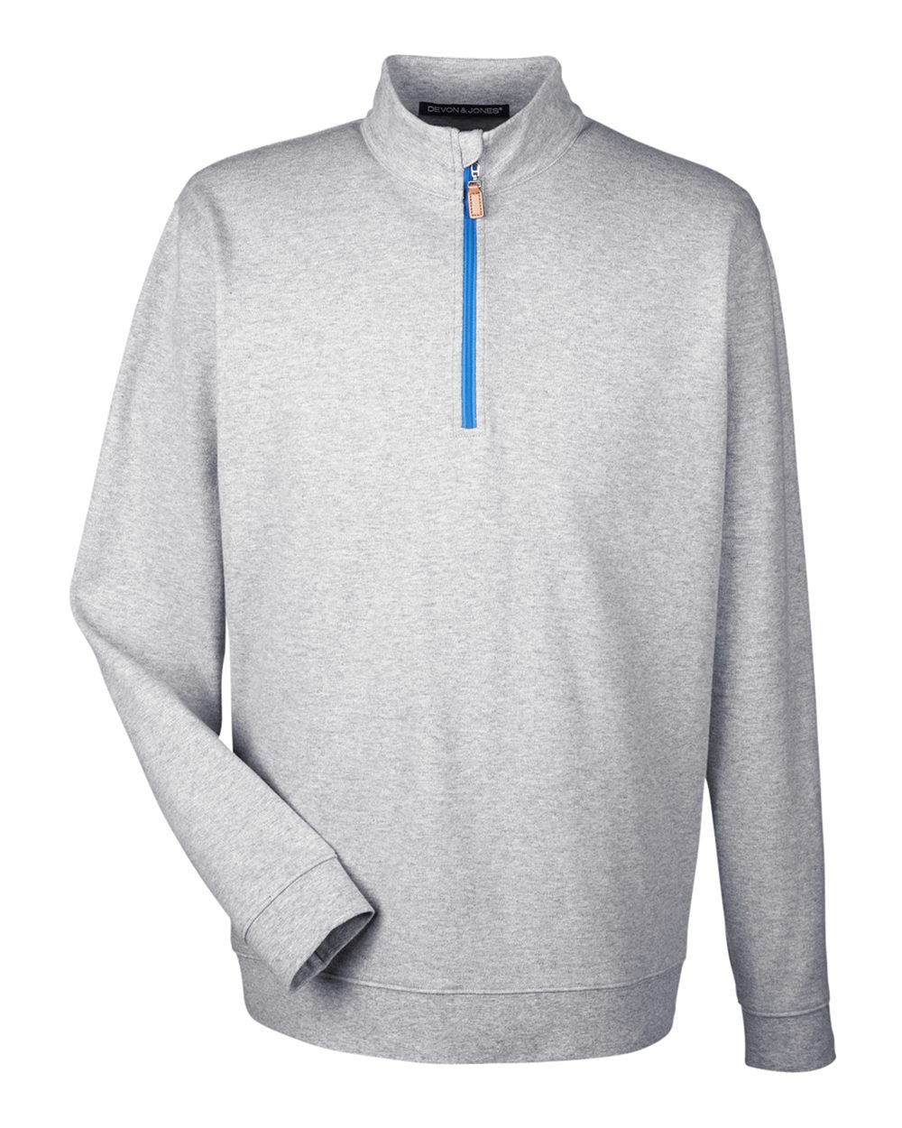 Devon & Jones Men's DRYTEC20™ Performance Quarter-Zip Pullover. DG479 - Grey Heather/ Grey H/ French Blue