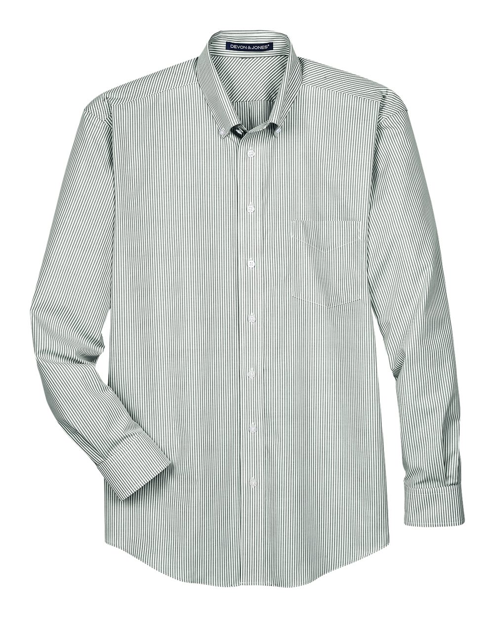 Devon & Jones Men's Crown Collection® Banker Stripe Woven Dress Shirt. D645 - Dill