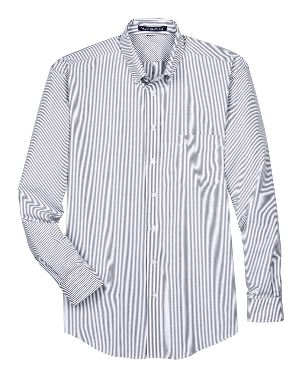Devon & Jones Men's Crown Collection® Banker Stripe Woven Dress Shirt. D645 - Navy