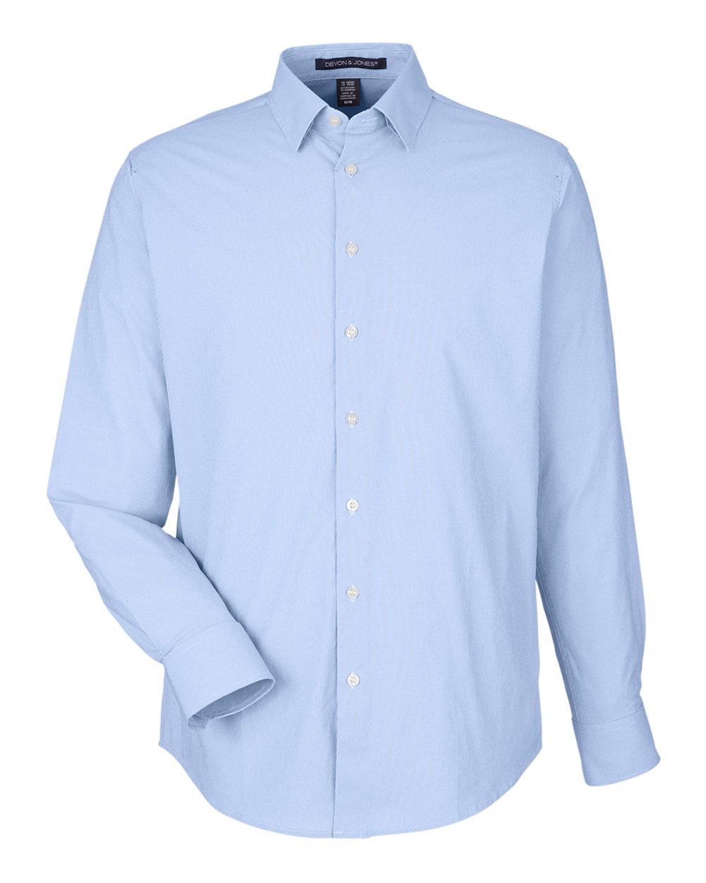 Devon & Jones Men's CrownLux Performance® Microstripe Dress Shirt. DG537 - French Blue/ White