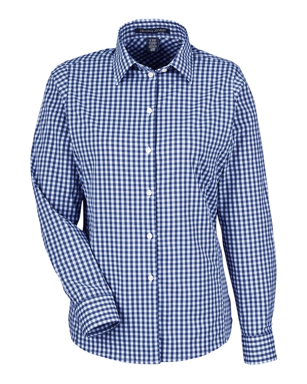 Devon & Jones Women's CrownLux Performance® Gingham Dress Shirt. DG536W - Navy/ White
