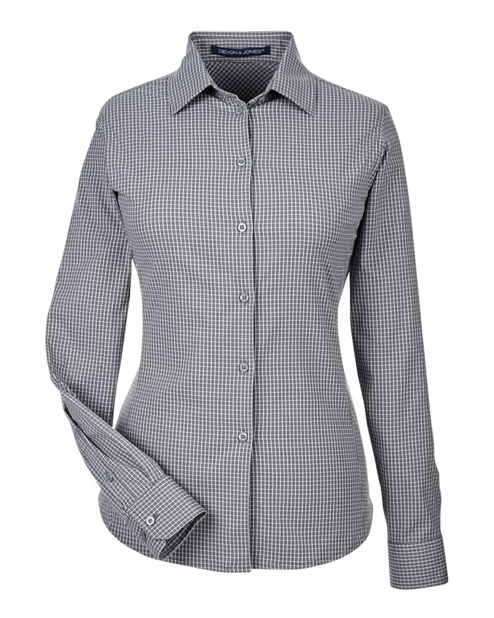 Devon & Jones Women's CrownLux Performance® Tonal Mini Check Woven Dress Shirt. DG535W - Graphite