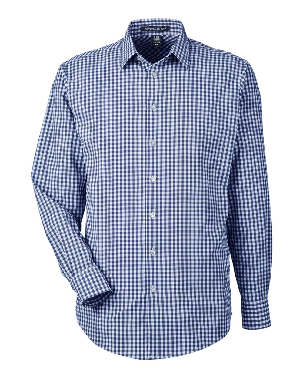 Devon & Jones Men's CrownLux Performance® Gingham Dress Shirt. DG536 - Navy/ White