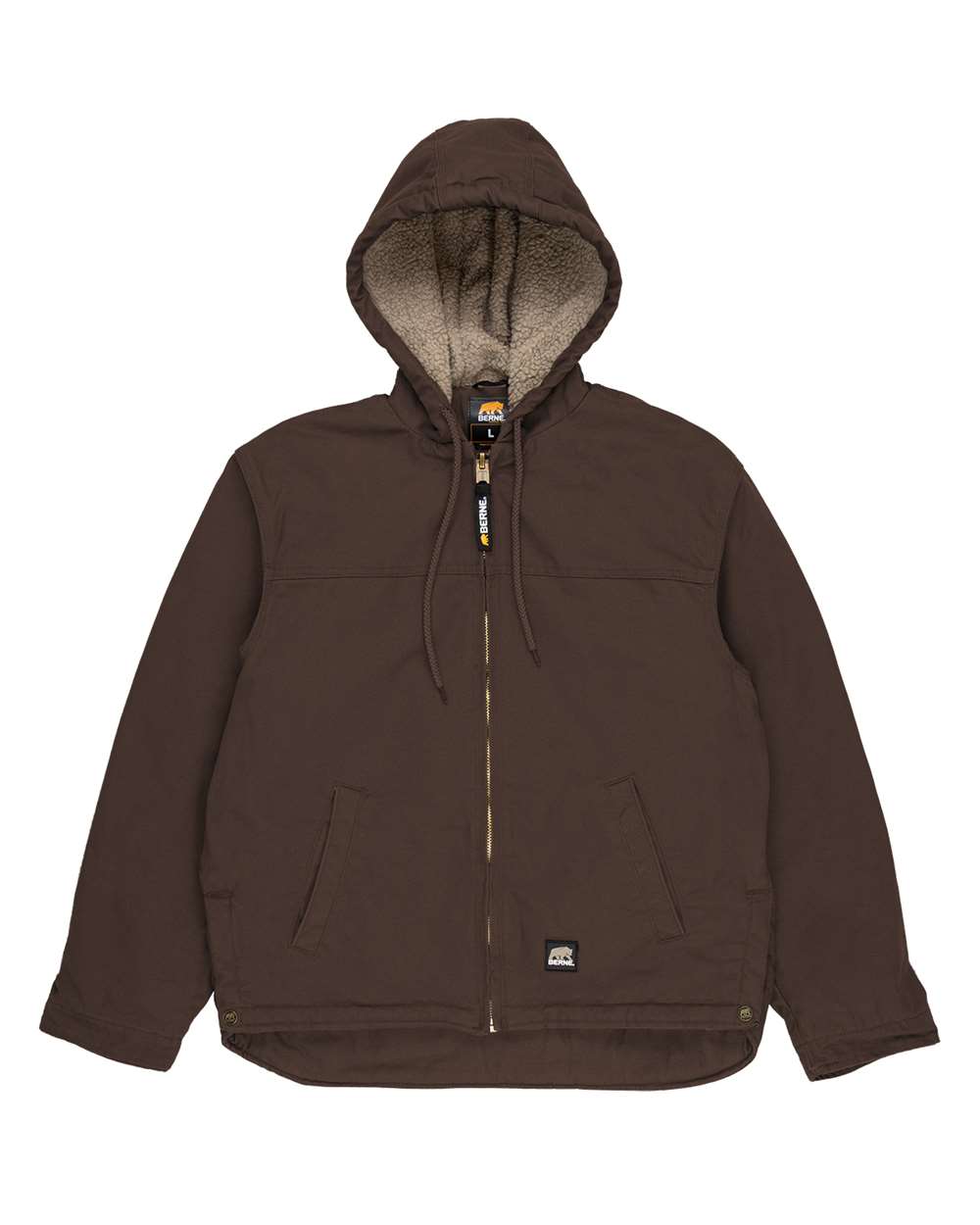 Berne Apparel Men's Heartland Washed Duck Hooded Work Coat. HJ626 - Bark