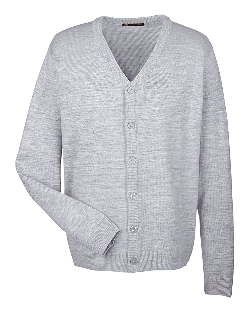 Harriton Men's Pilbloc™ V-Neck Button Cardigan Sweater. M425 - Grey Heather