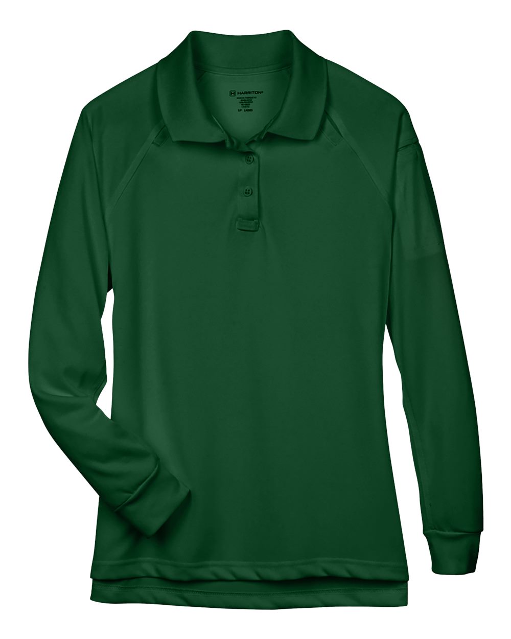 Harriton Women's Advantage Long Sleeve Tactical Polo. M211LW - Dark Green