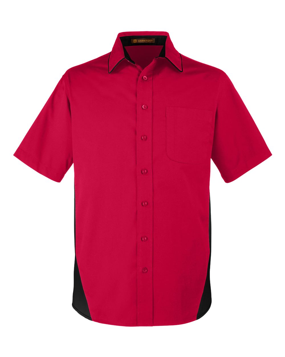 Harriton Men's Flash IL Colorblock Shirt. M586 - Red/ Black