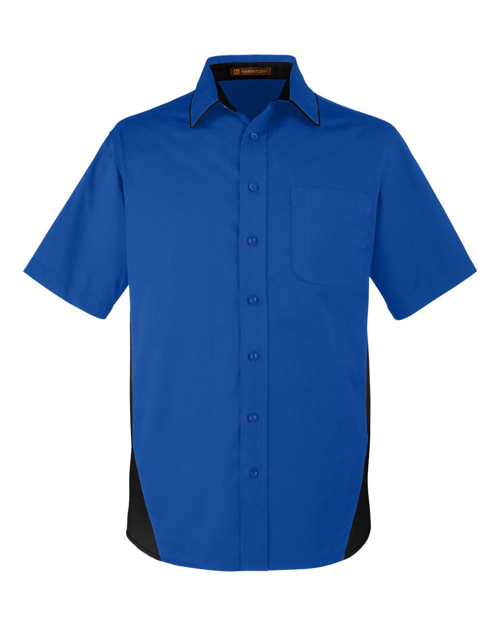 Harriton Men's Flash IL Colorblock Shirt. M586 - True Royal/ Black