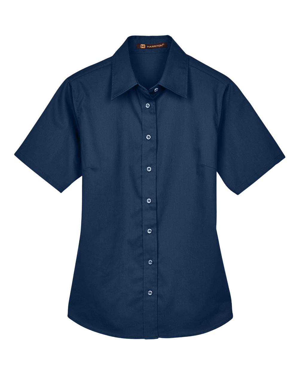 Harriton Women's Easy Blend™ Short Sleeve Twill Dress Shirt with Stain-Release. M500SW - Navy