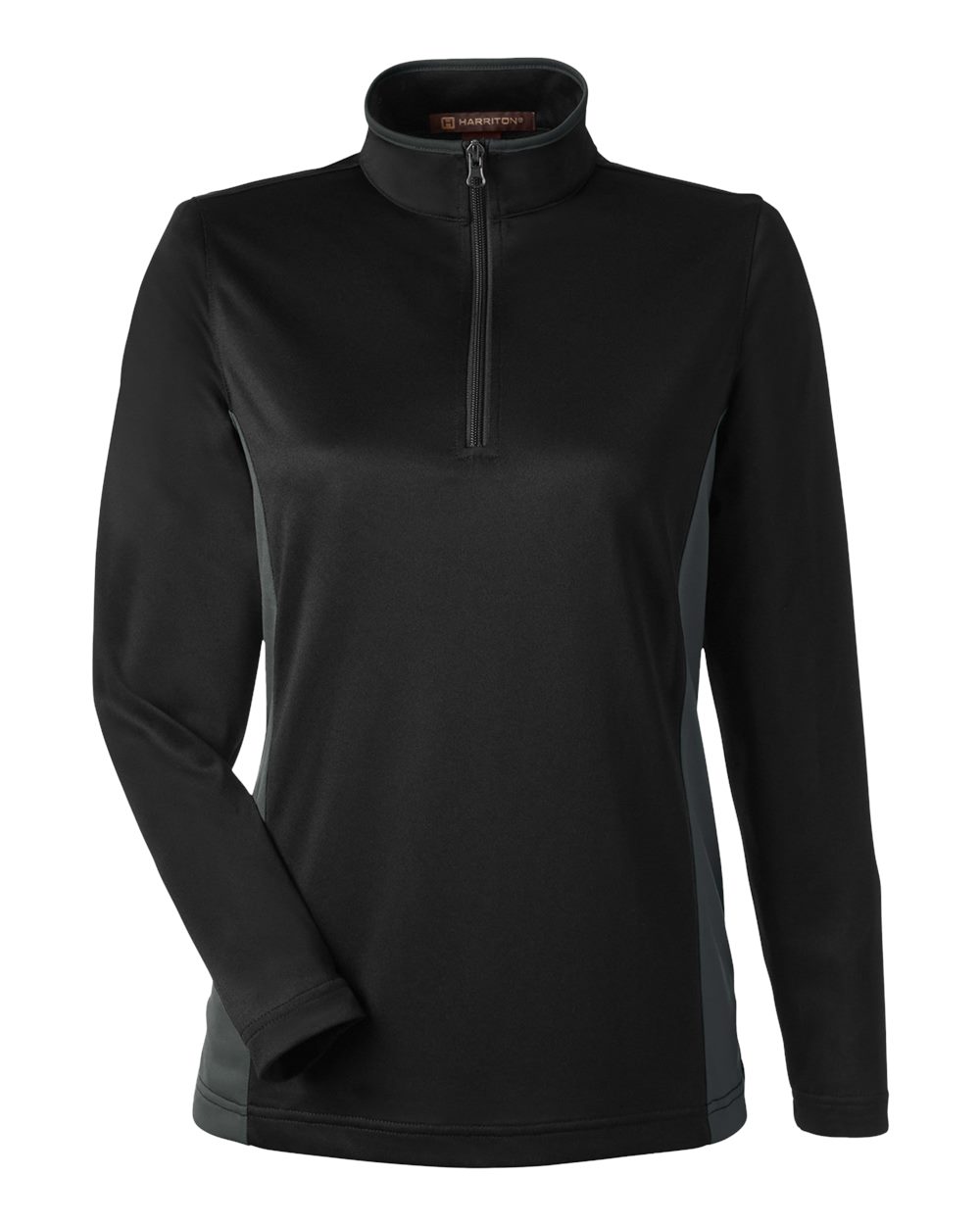 Harriton Women's Flash Snag Protection Plus IL Colorblock Quarter-Zip Pullover. M786W - Black/ Dark Charcoal