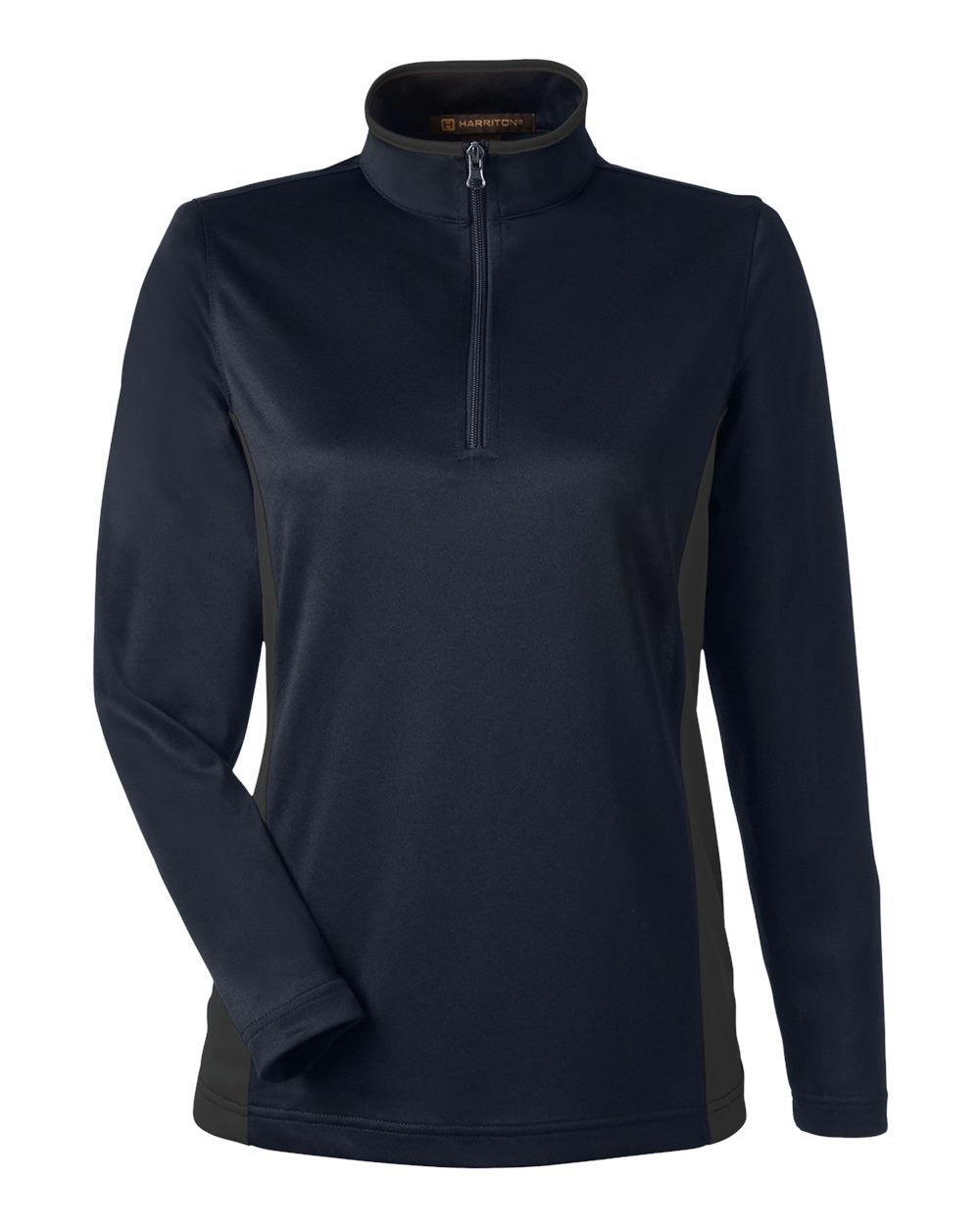 Harriton Women's Flash Snag Protection Plus IL Colorblock Quarter-Zip Pullover. M786W - Dark Navy/ Dark Charcoal