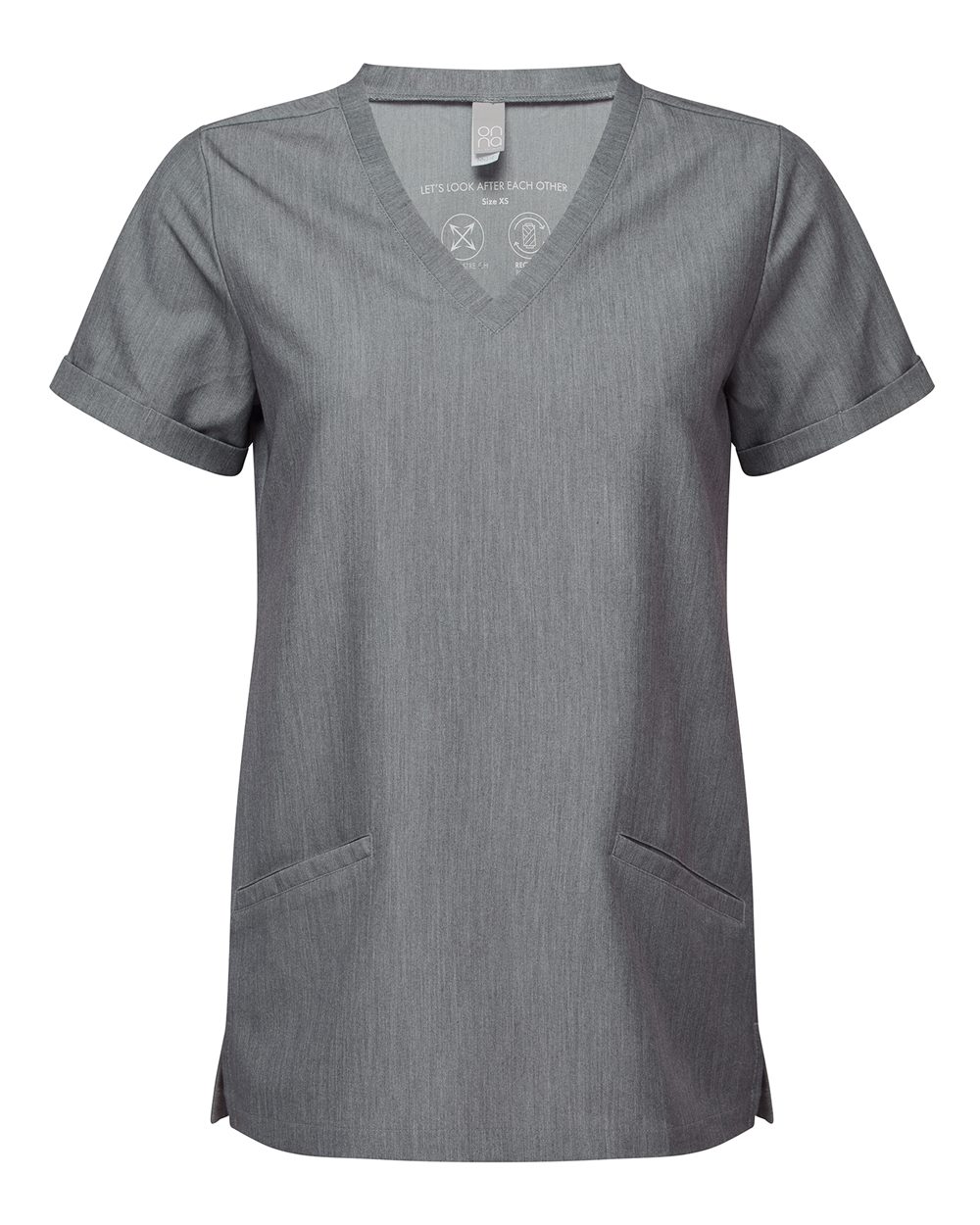 Onna Women's Invincible V-Neck Stretch Scrub Top. NN310 - Dynamo Grey