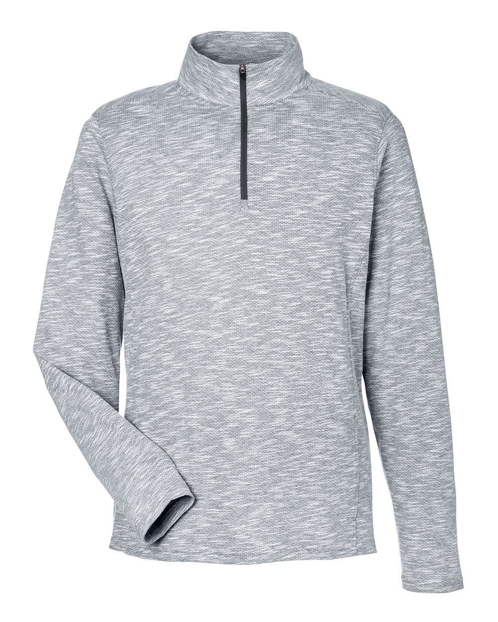 North End Men's Eclipse Jacquard Quarter-Zip Pullover. NE415 - Black Heather