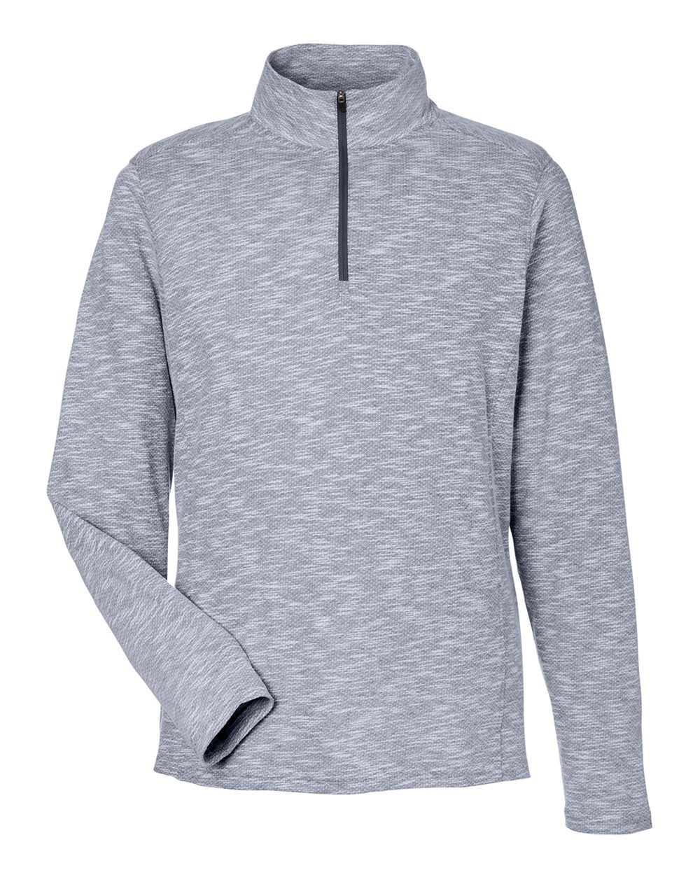North End Men's Eclipse Jacquard Quarter-Zip Pullover. NE415 - Classic Navy Heather