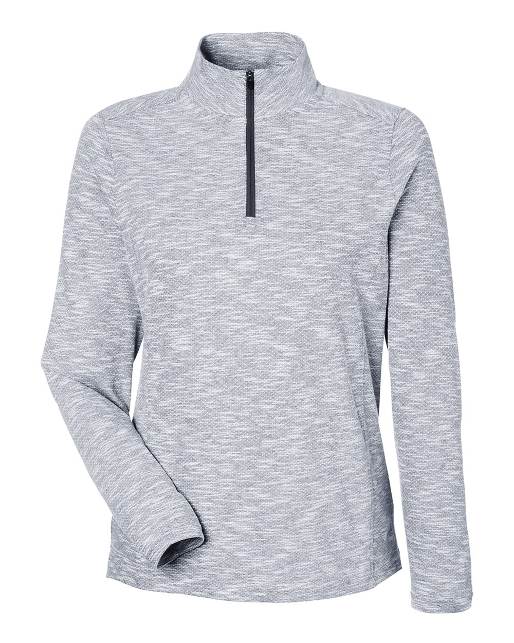 North End Women's Eclipse Jacquard Quarter-Zip Pullover. NE415W - Black Heather