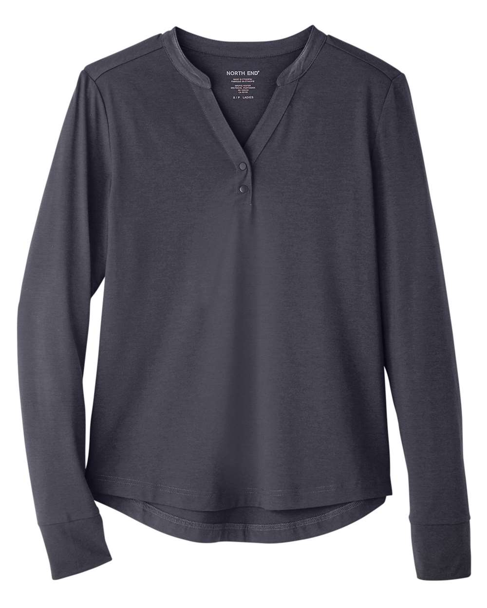 North End Women's JAQ Stretch Performance V-Neck Snap Pullover. NE400W - Carbon