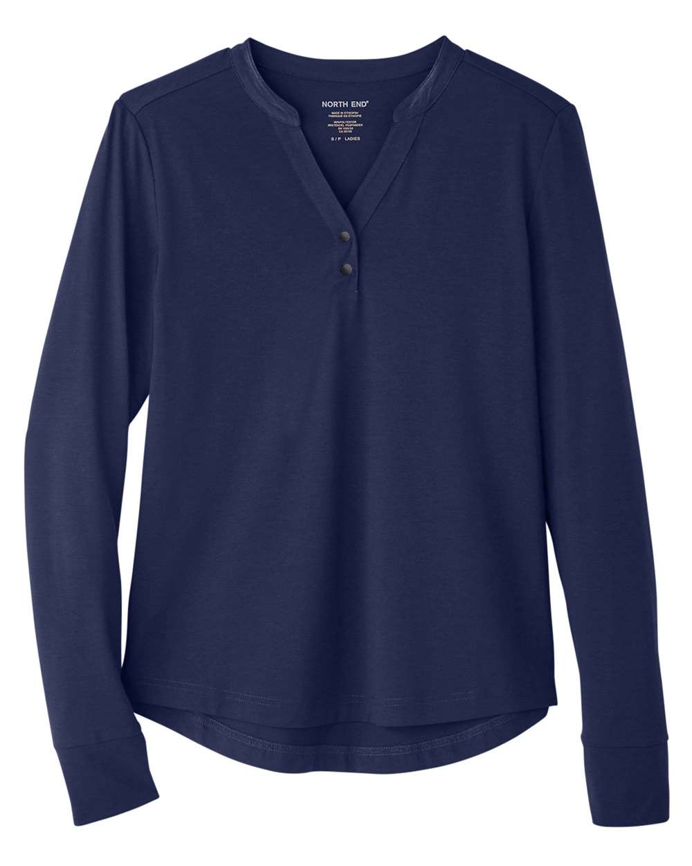 North End Women's JAQ Stretch Performance V-Neck Snap Pullover. NE400W - Classic Navy