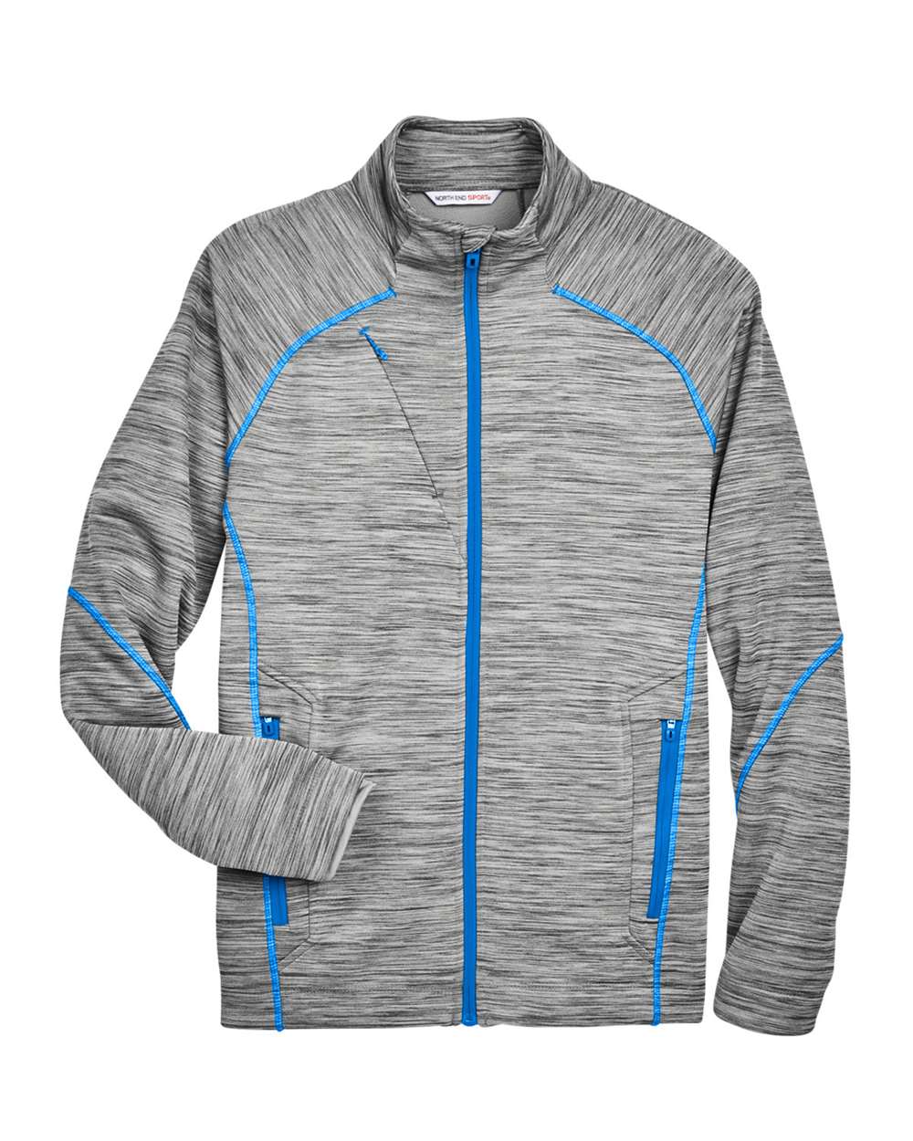 North End Men's Flux Mélange Bonded Fleece Jacket. 88697 - Platinum/ Olympic Blue