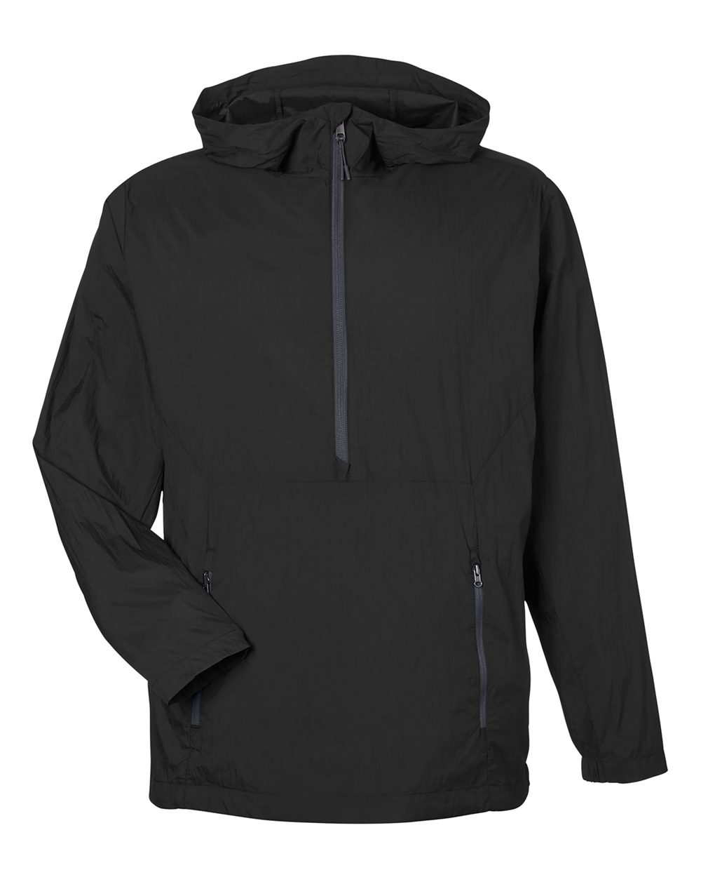 North End Men's Aura Lightweight Packable Anorak. NE810 - Black/ Carbon