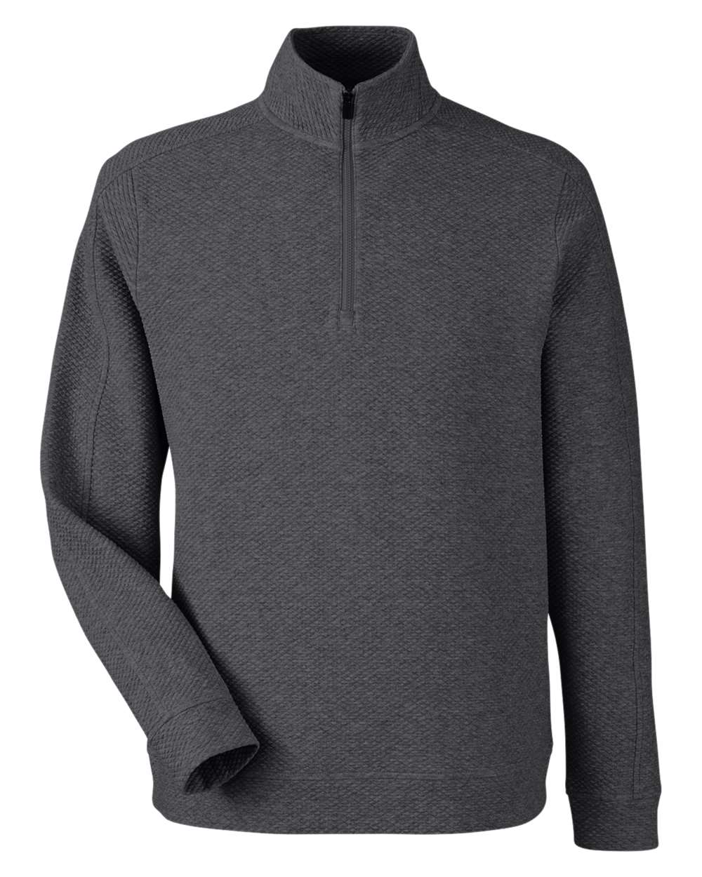 North End Men's Spirit Textured Quarter-Zip Pullover. NE725 - Black Heather