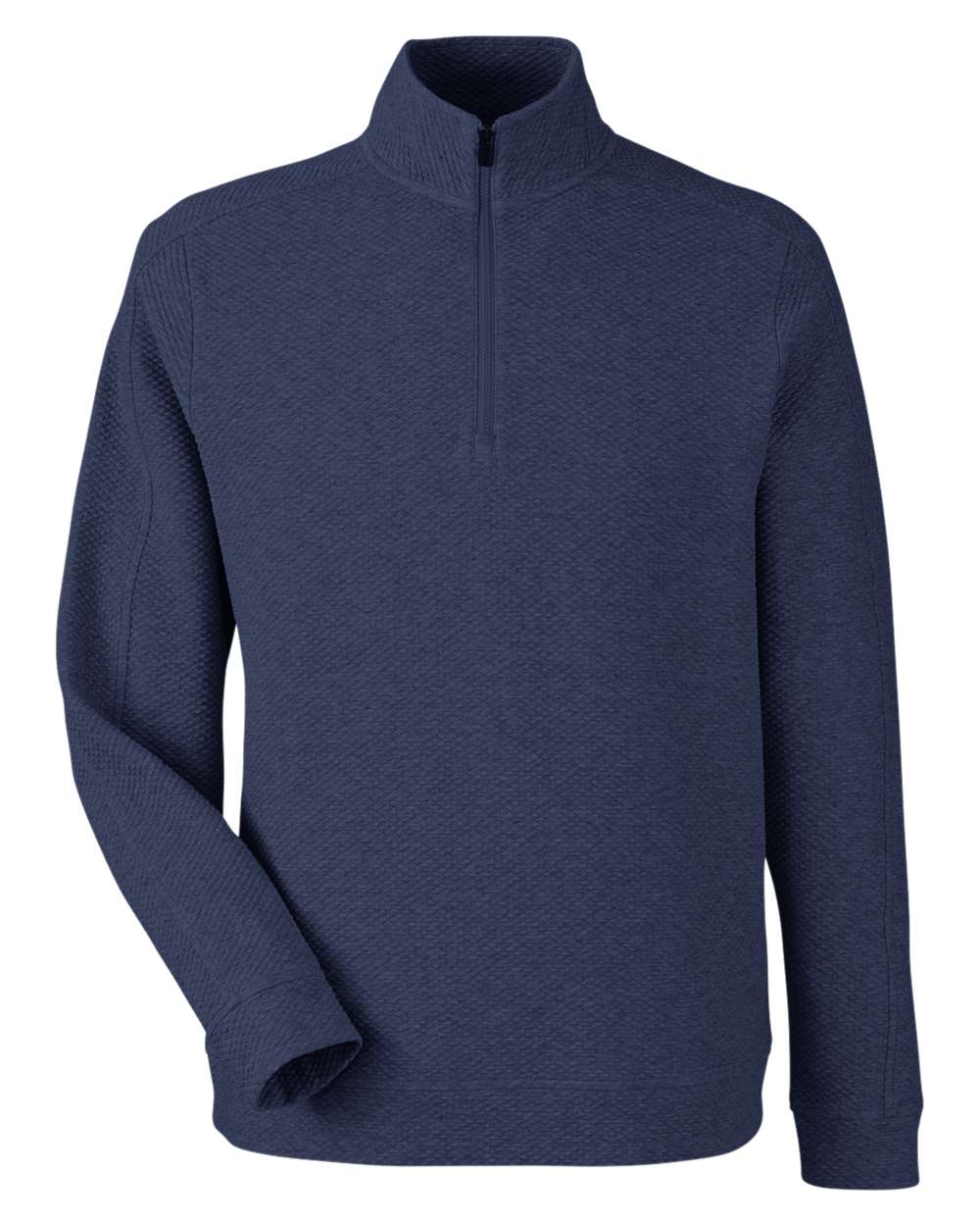 North End Men's Spirit Textured Quarter-Zip Pullover. NE725 - Classic Navy Heather