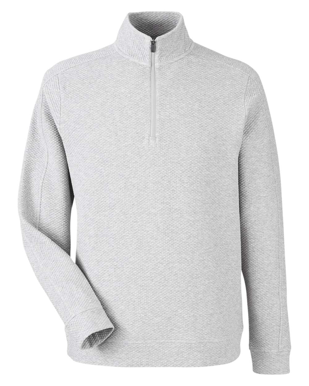 North End Men's Spirit Textured Quarter-Zip Pullover. NE725 - Platinum Heather