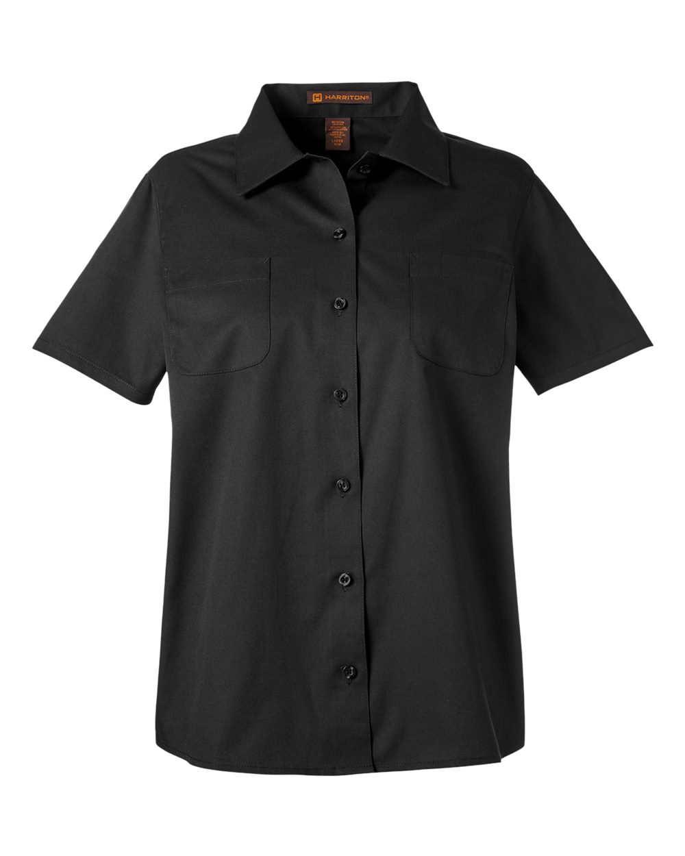 Harriton Women's Advantage IL Short Sleeve Dress Shirt. M585W - Black