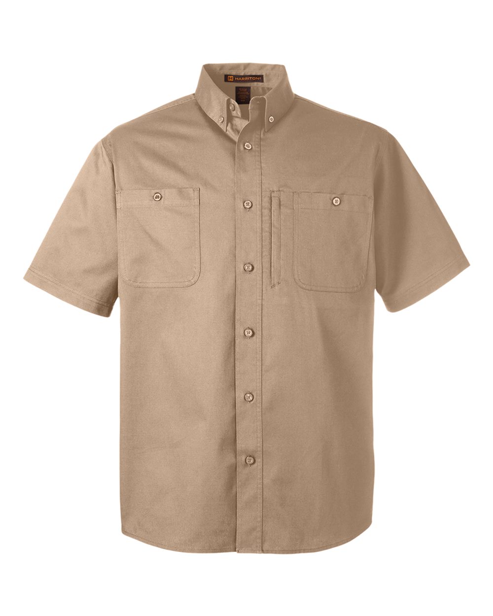 Harriton Men's Advantage IL Short Sleeve Work Shirt. M585 - Khaki