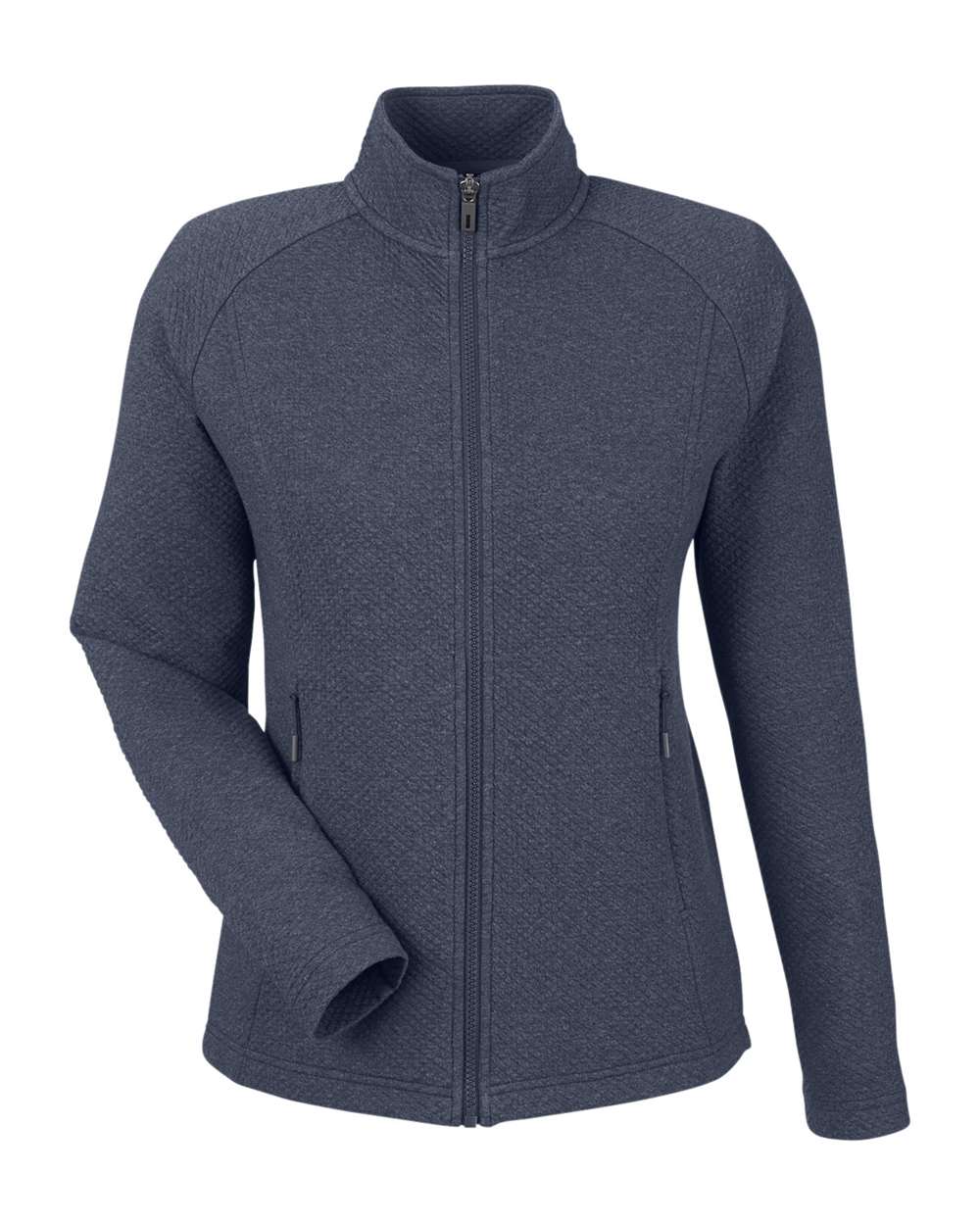 North End Women's Spirit Textured Full-Zip. NE727W - Classic Navy Heather