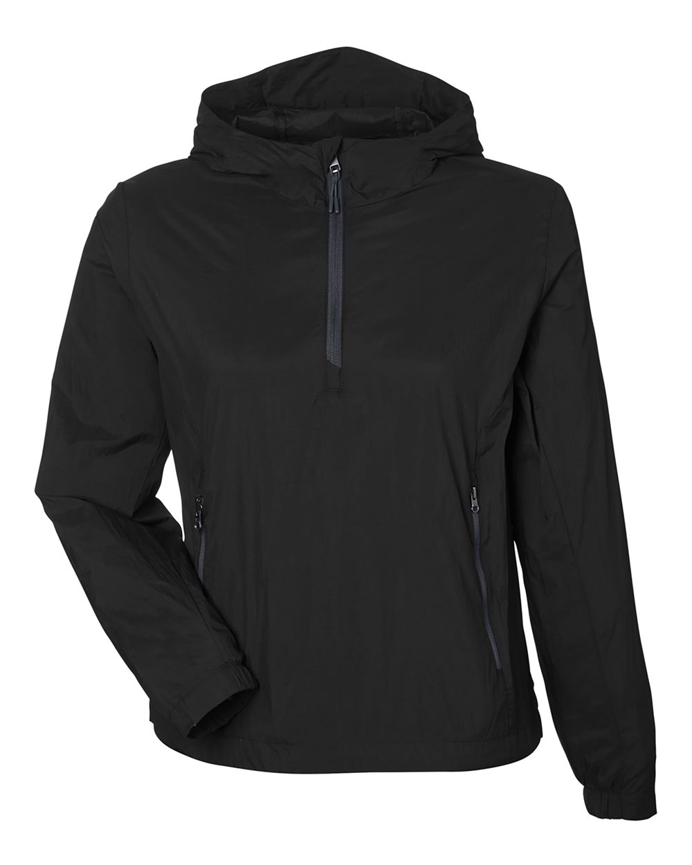 North End Women's Aura Lightweight Packable Anorak. NE810W - Black/ Carbon