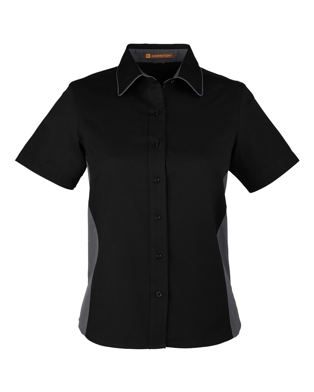 Harriton Women's Flash IL Colorblock Shirt. M586W - Black/ Dark Charcoal