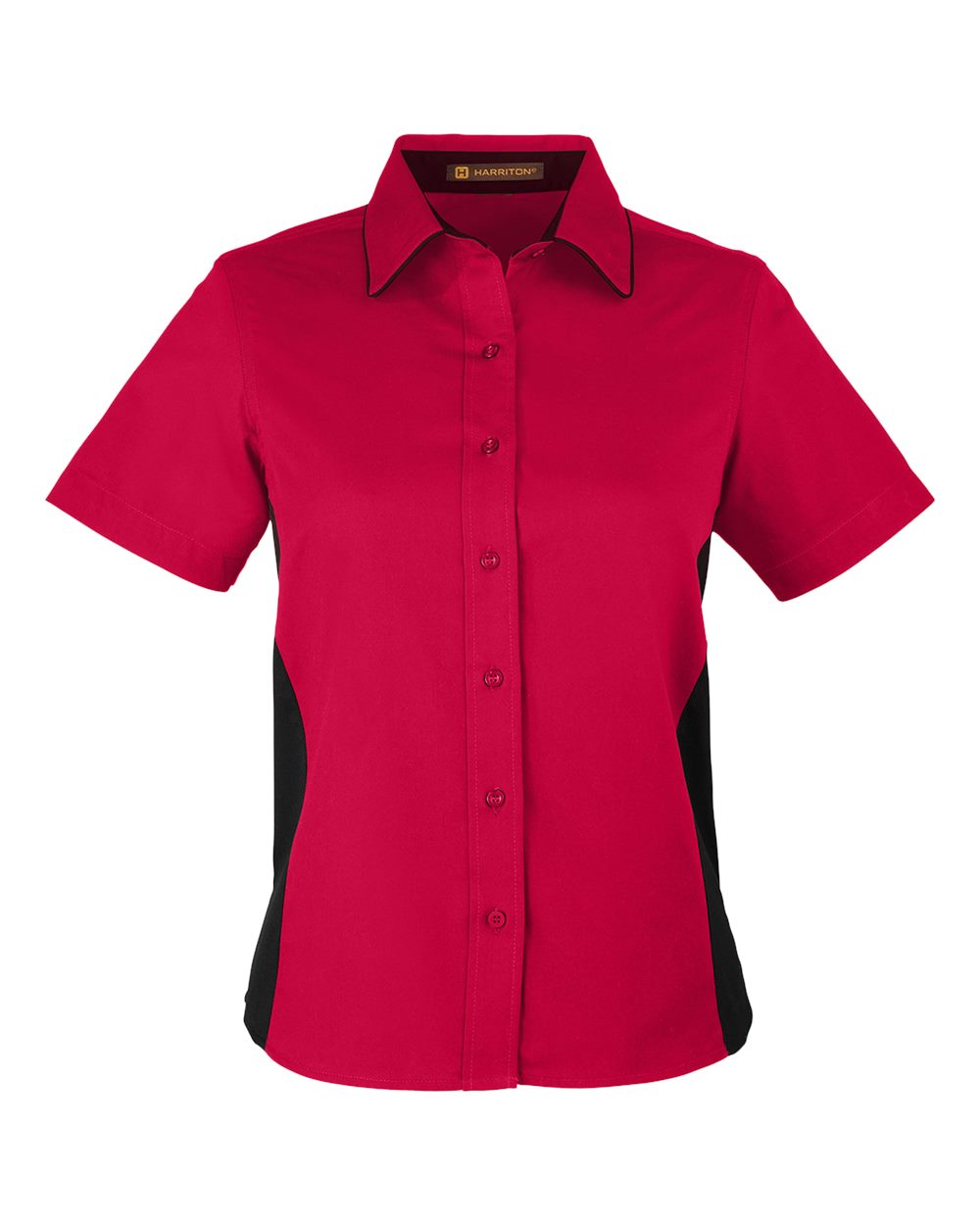 Harriton Women's Flash IL Colorblock Shirt. M586W - Red/ Black
