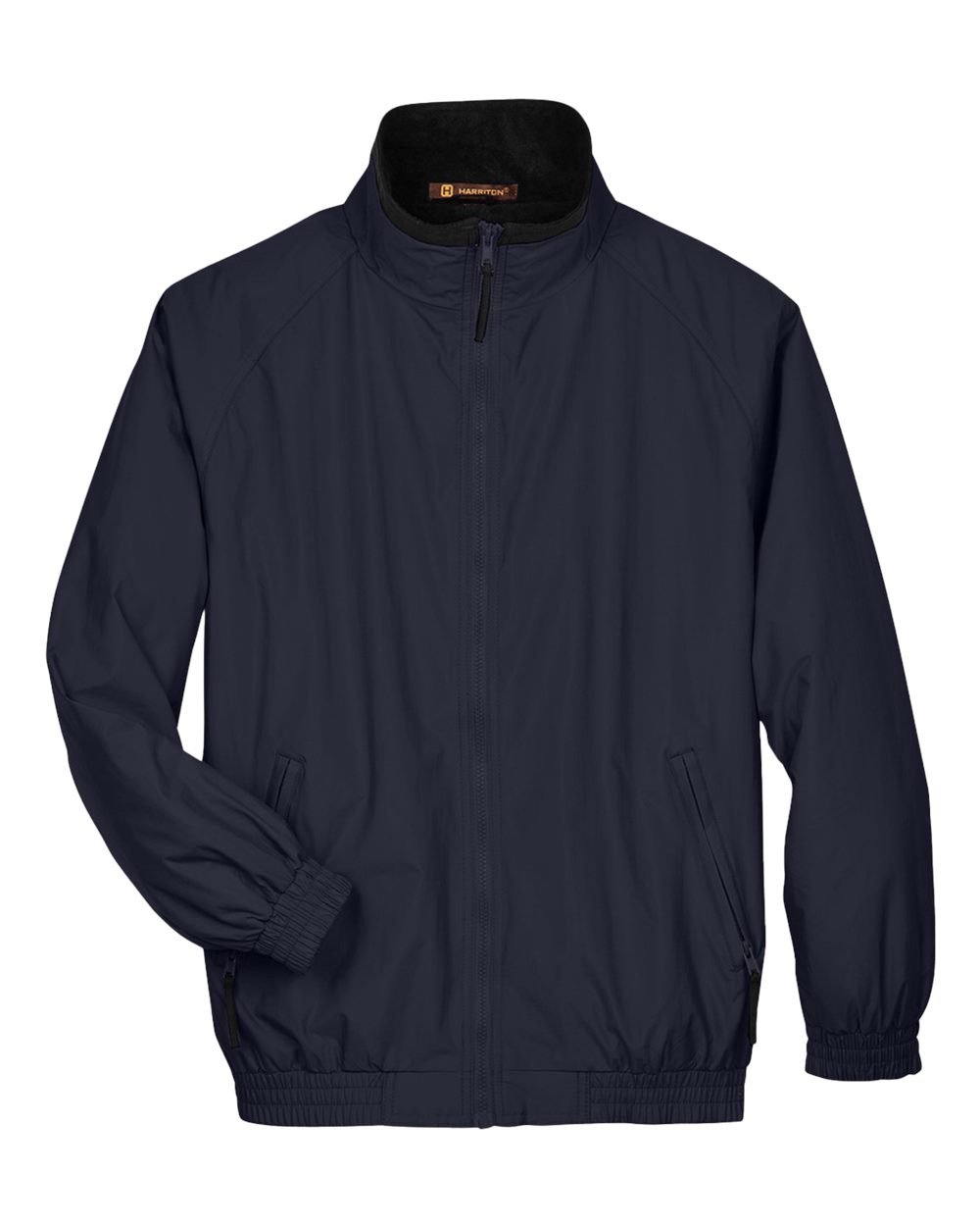 Harriton Unisex Fleece Lined Nylon Jacket. M740 - Navy/ Black