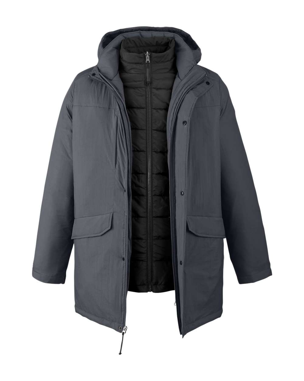 CORE365 Men's Inspire 3-in-1 Jacket with Insulated Liner. CE725 - Carbon/ Black